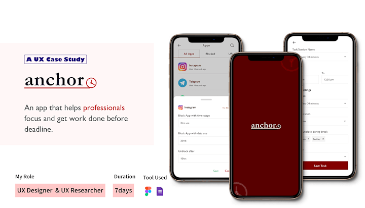 Cover image for Anchor - An app to fight distractions on Behance