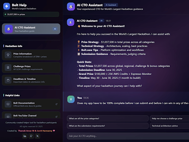 Cover image for Hackathon Team Chat - AI CTO Assistant