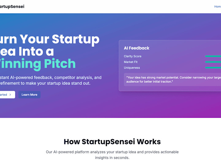 Cover image for AI-Powered Startup Idea Feedback Platform