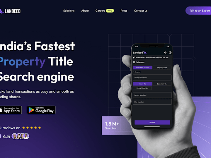Cover image for Landeed – Property Title Search Engine Landing Page UI/UX Design