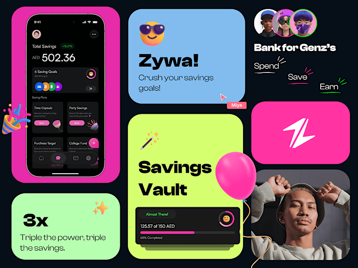 Cover image for Zywa Banking - Bento Grid saving Feature :: Behance