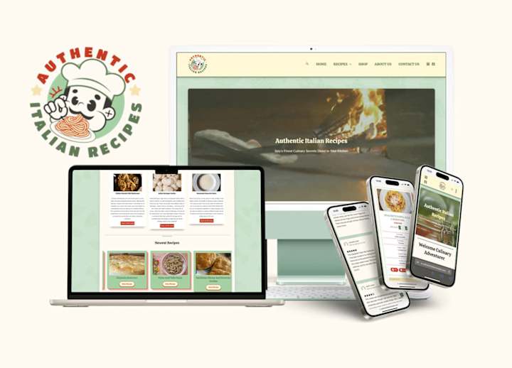 Cover image for Authentic Italian Recipes - Brand Design / Web Design / SEO