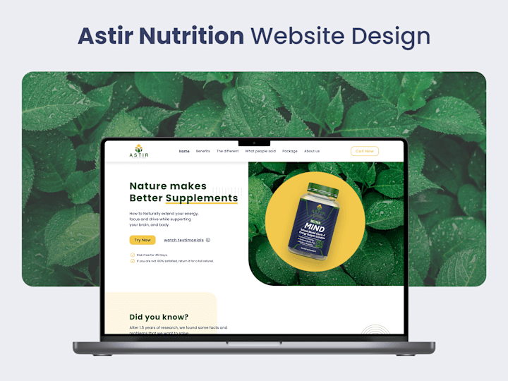 Cover image for Astir Nutrition Website Redesign