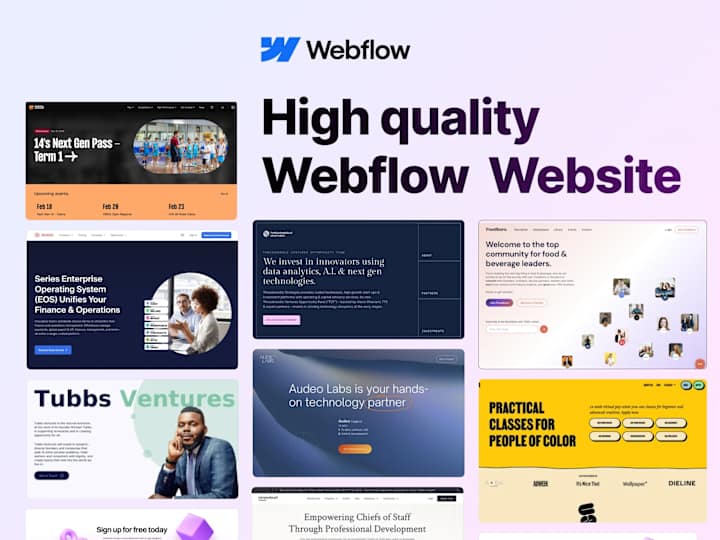 Cover image for Webflow website with animations, integration and custom code