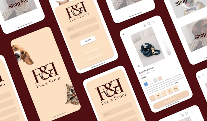 Cover image for Luxury Pet Fashion- Brand Identity & App Interface: Fur & Floof