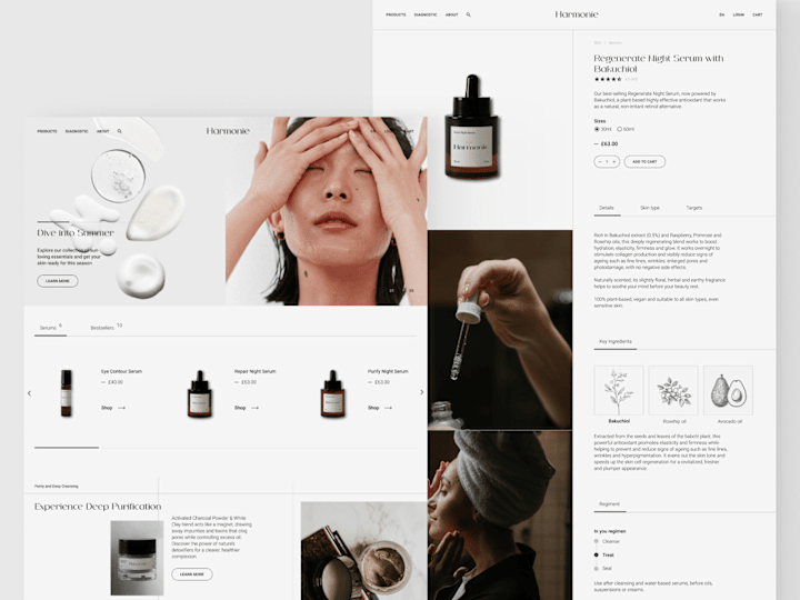 Cover image for Harmonie | Skincare E-commerce design concept 