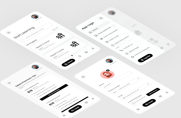 Cover image for Modern Elegant Language Learning App: UI/UX Mockup