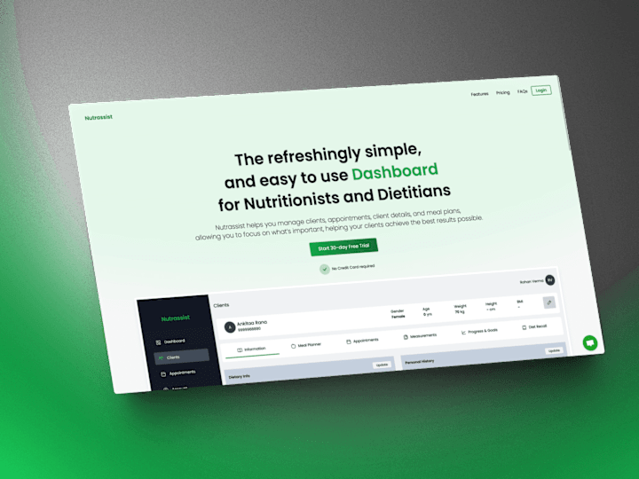 Cover image for Nutrassist | Easy dashboard to manage clients