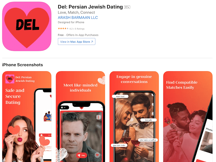 Cover image for Del: Persian Jewish Dating App | Hybrid Mobile App