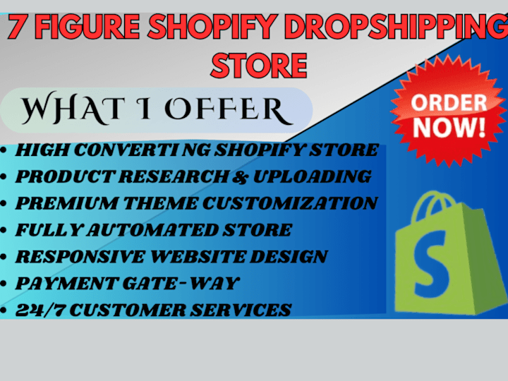 Cover image for I'II CREATE PROFITABLE SHOPIFY STORE WITH HIGH DEMANDING PRODUCT