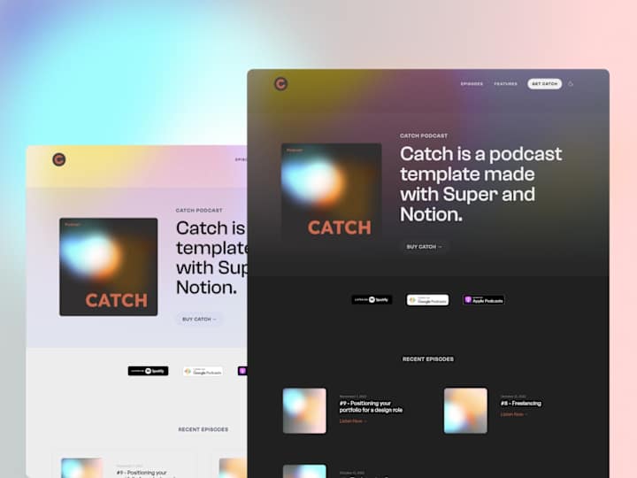 Cover image for Catch Podcast - Notion + Super Template