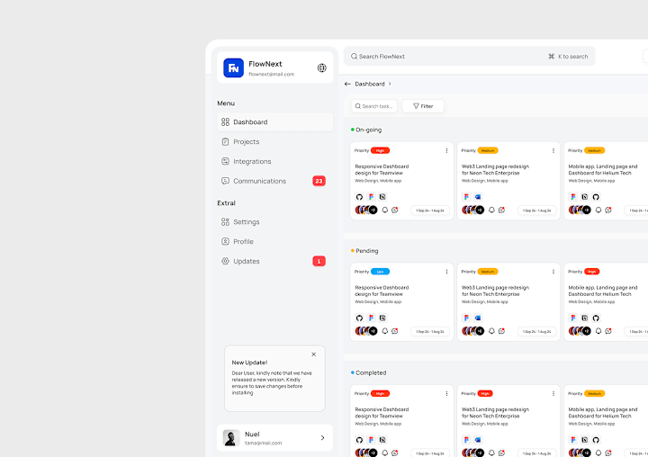 Cover image for FlowNext: Task Managment Dashboard 