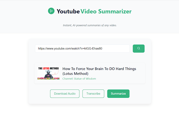 Cover image for YouTube Video Summarizer