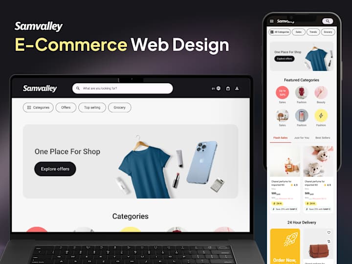 Cover image for Responsive E-Commerce Web Design for Samvally Store