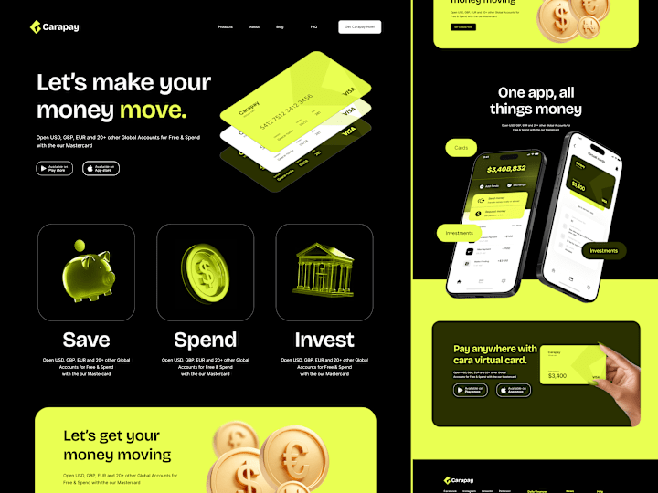 Cover image for Landing page and App design for Carapay