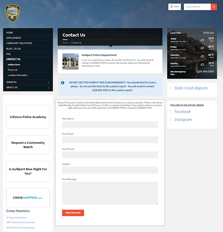 Cover image for Gulfport Police Website