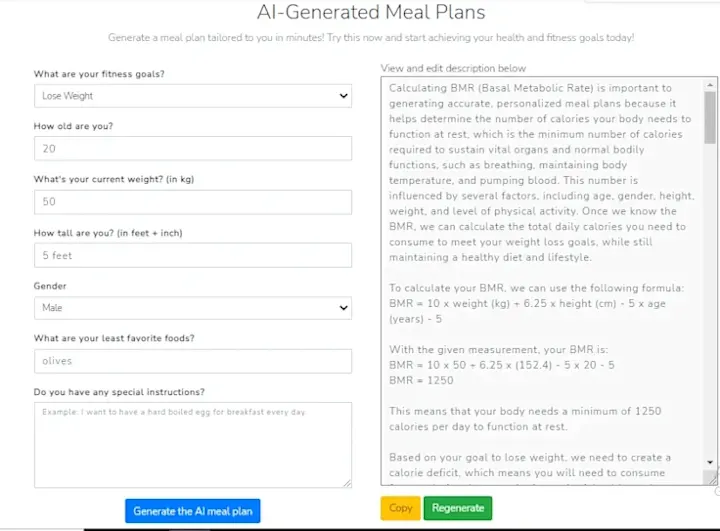 Cover image for AI Meal Planner