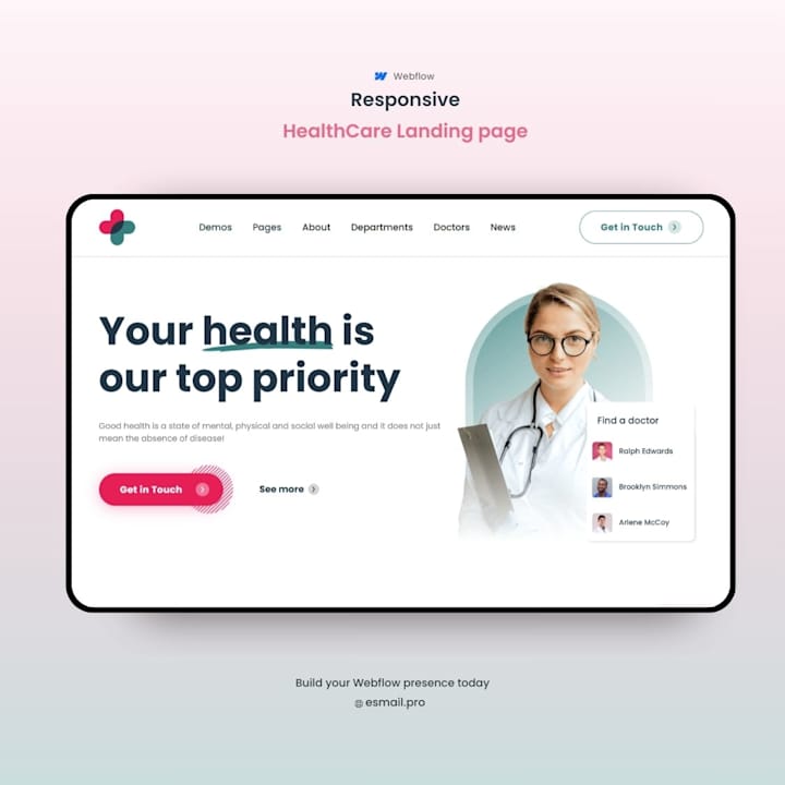 Cover image for Healthcare Landing Page Design on Webflow