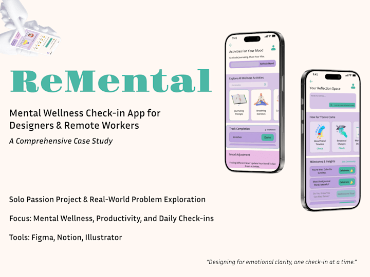 Cover image for ReMental App. Mental Wellness mobile app