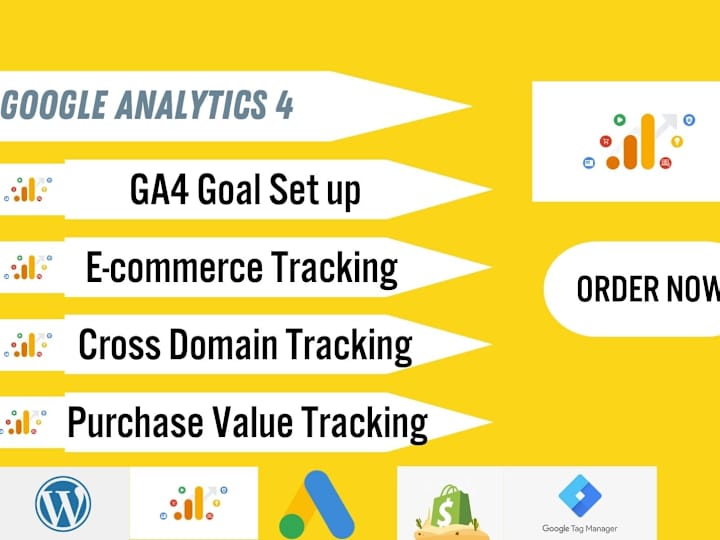 Cover image for I will fix or setup google analytics 4, ga4 e-commerce tracking