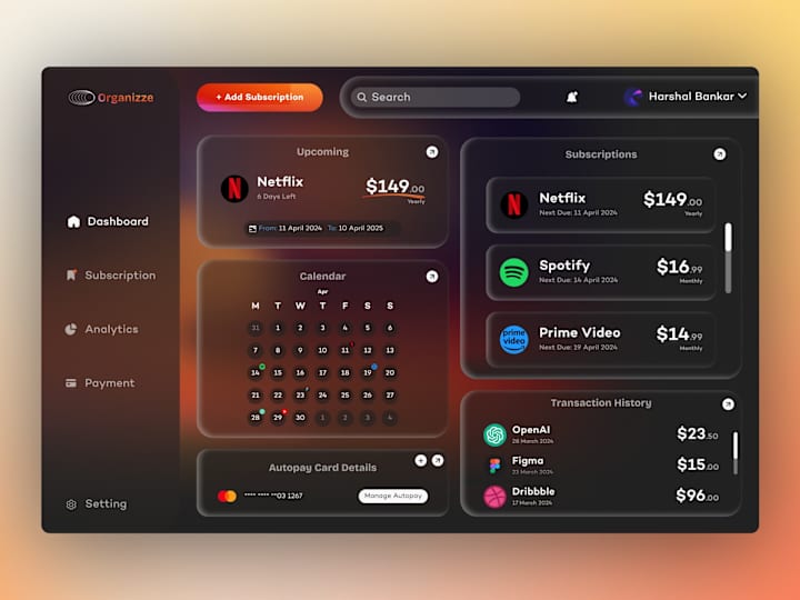 Cover image for Subscription Management SAAS Design