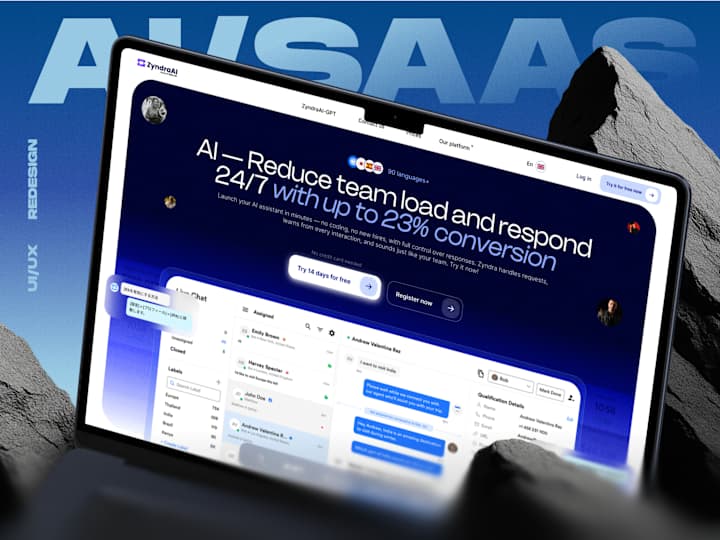 Cover image for ZyndraAI - Ai SaaS platform dashboard UI UX website