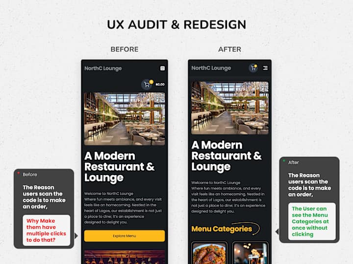 Cover image for UX Redesign – Guest-Facing Website for a Restaurant.