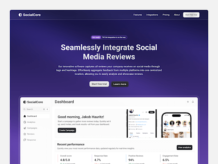 Cover image for SocialCore: Multi-page Framer Website