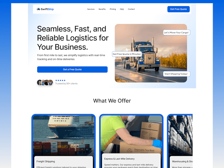 Cover image for SwiftShip Logistics – Framer Website Development