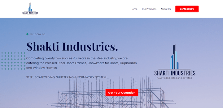 Cover image for Website for Shakti Industries