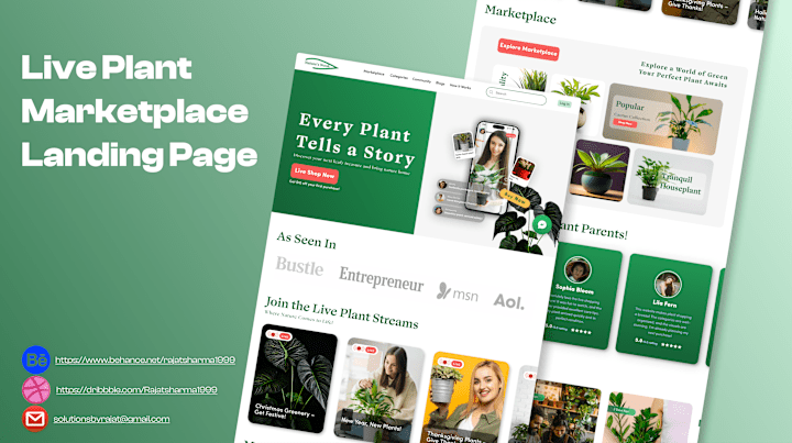 Cover image for Live Plant Marketplace Landing Page/ Website UI Design