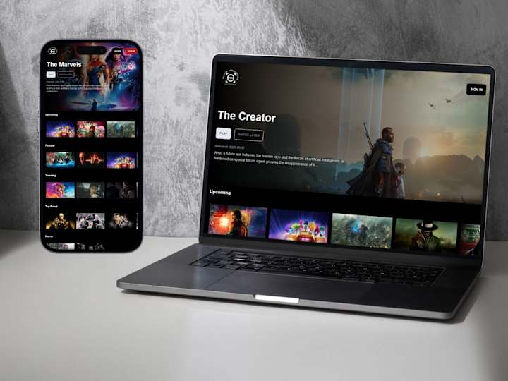Cover image for Movie Mania; Landing page of a Netflix inspired website.