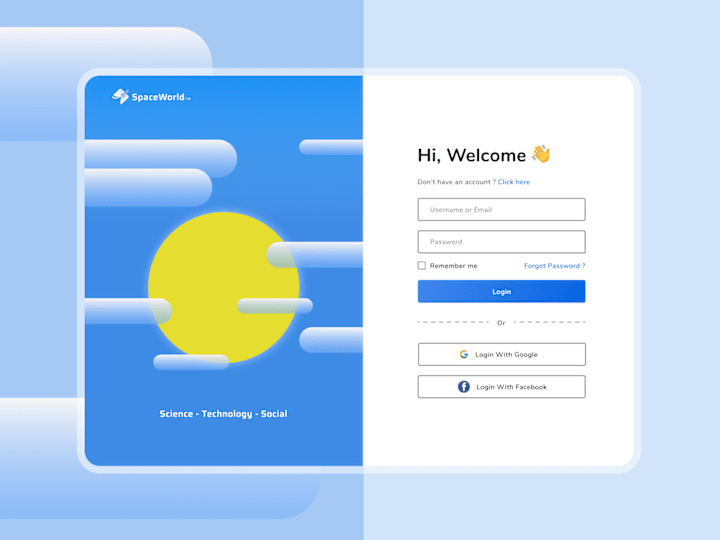 Cover image for SpaceWorld - Login Page