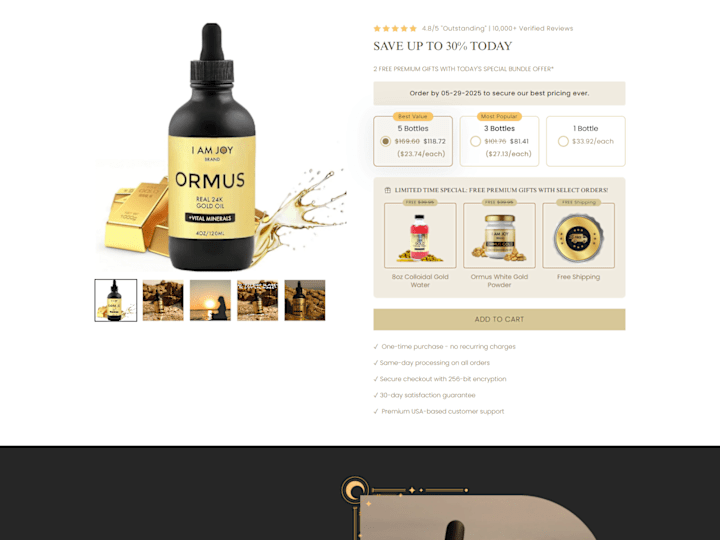 Cover image for Joy Brand’s Ormus Oil Page — Precision-Built in Replo from Figma
