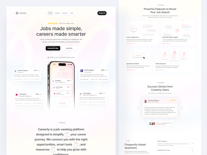 Cover image for Careerly Landing Page Design