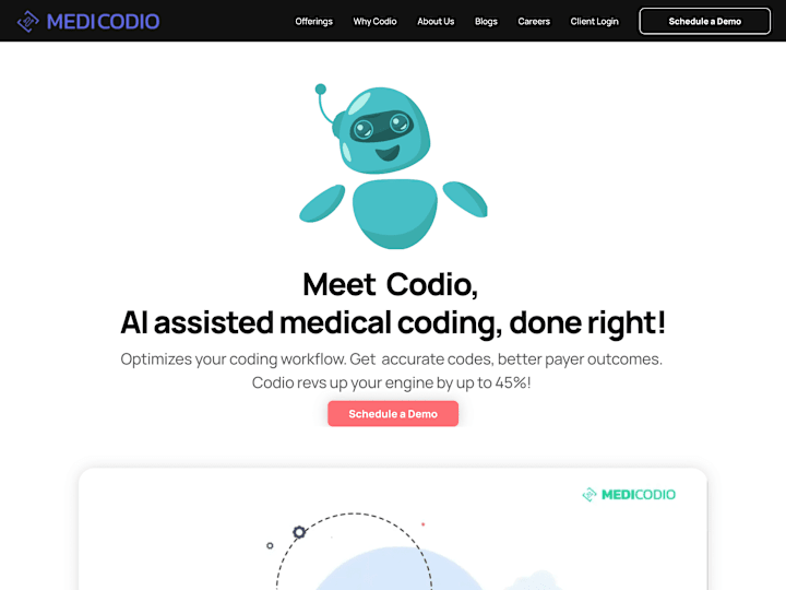 Cover image for Framer Landing page for a AI medical coding assistant