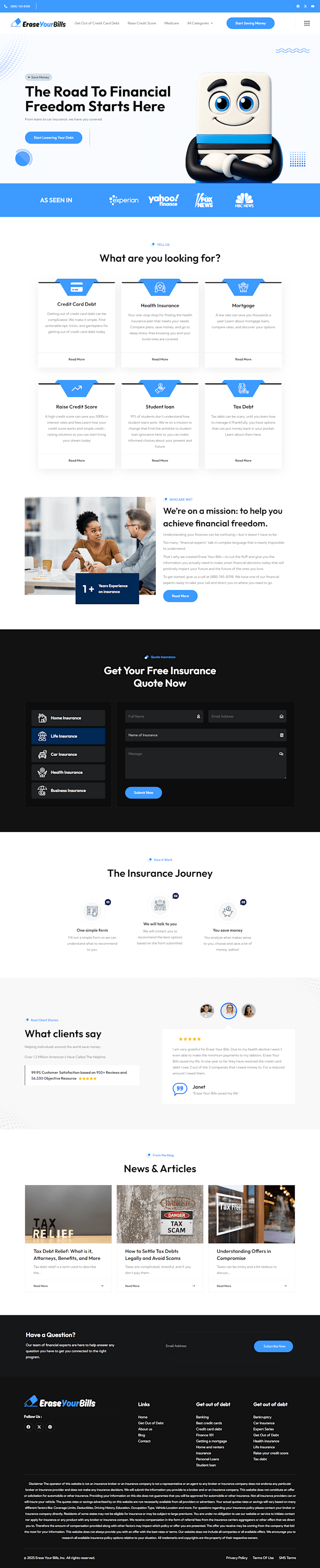 Cover image for Erase Your Bills – Insurance Services Website Redesign