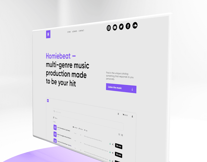 Cover image for Homiebeat — music producer website and brand design