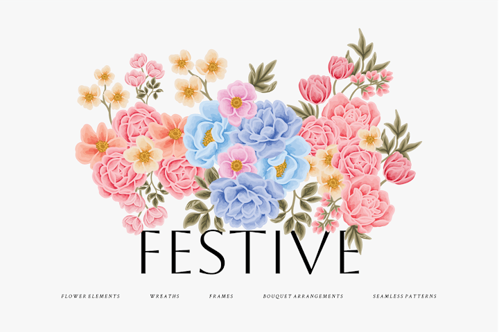 Cover image for FESTIVE - Seasonal Flower Clip Art Collection