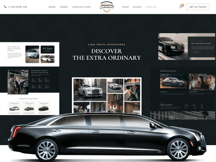 Cover image for Taxi booking website, chauffeur, limousine website, vtc website