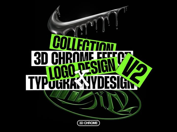 Cover image for Collection 3D Chrome Effect Logo design x Typography V2