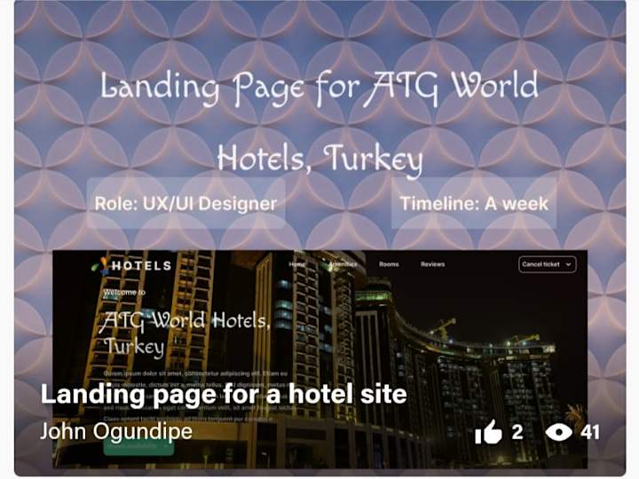 Cover image for Hotel landing page design 