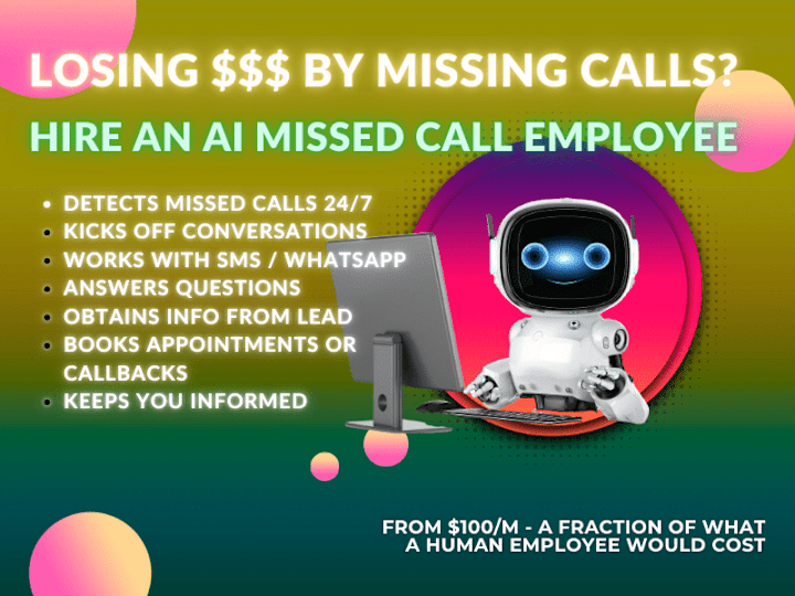 Cover image for Turn Missed Calls Into $$$ - Hire A Missed Call Ai Employee