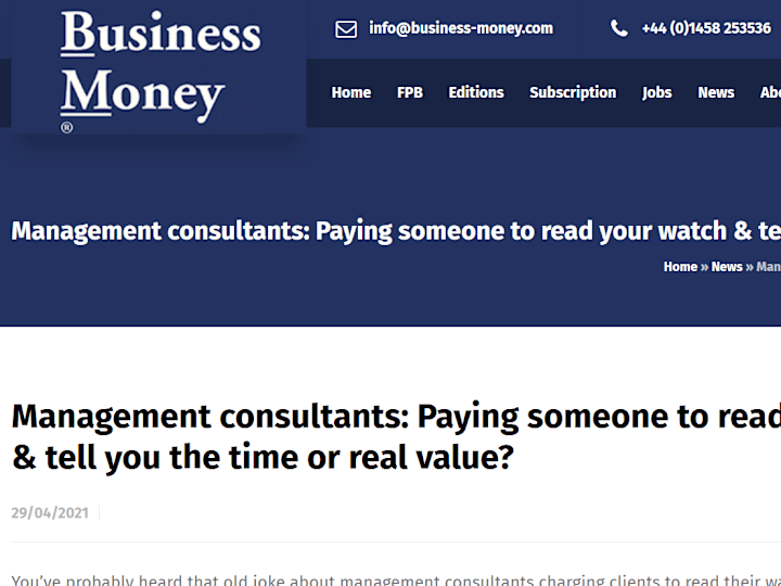 Cover image for Management consultants: Paying someone to read your watch & tel…