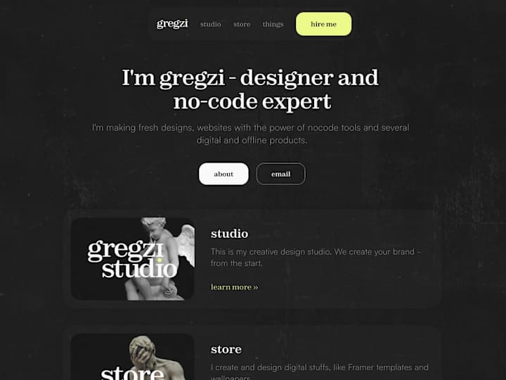 Cover image for gregzi studio website