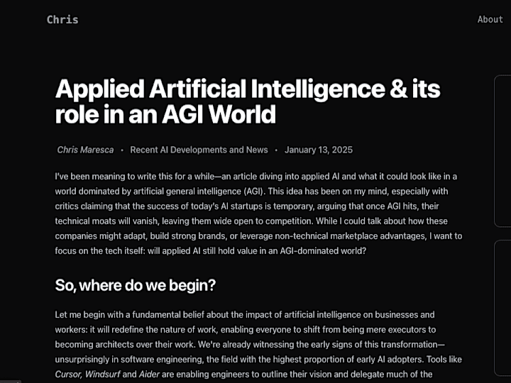 Cover image for Applied Artificial Intelligence & its role in an AGI World