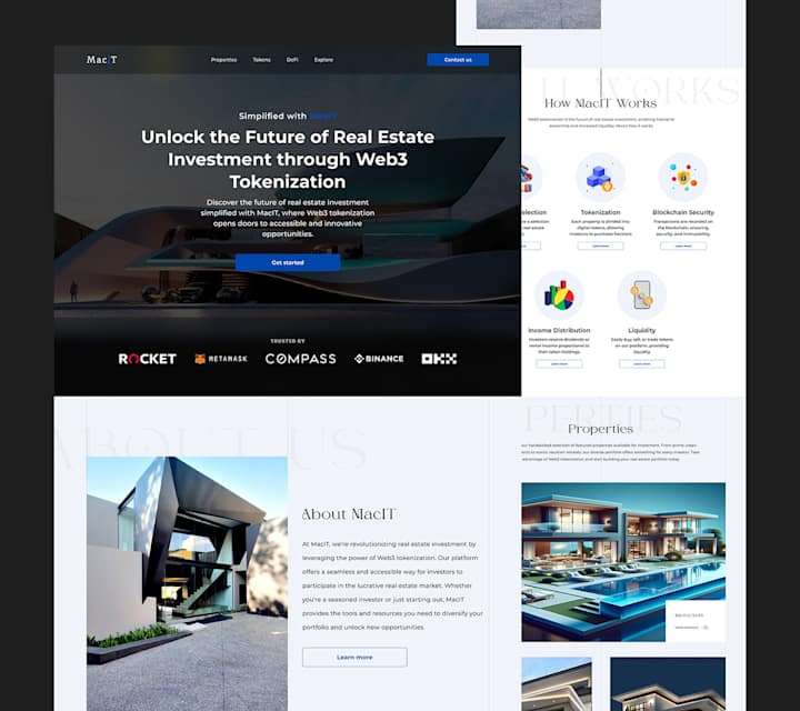 Cover image for MacIT Web3 Tokenized Real Estate Landing Page :: Behance