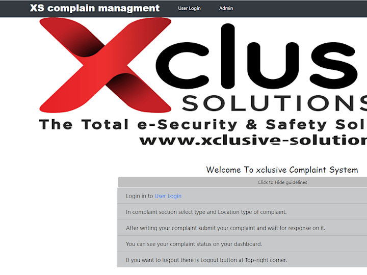 Cover image for Xclusive Complaint Management System