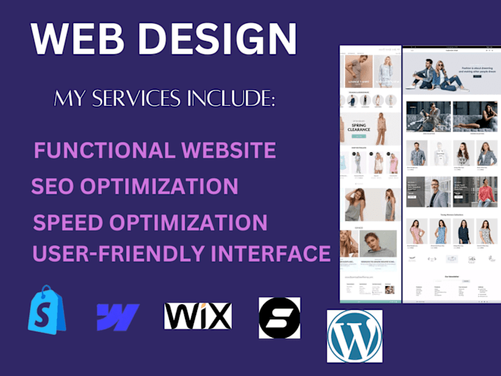 Cover image for I will design shopify, wordpress, webflow, showit website