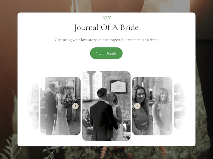 Cover image for Journal Of A Bride: Content Creator Website Landing Page